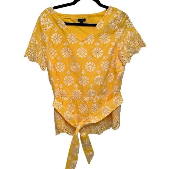 Talbots yellow with white embroidery- size 6 - Picture 1 of 7